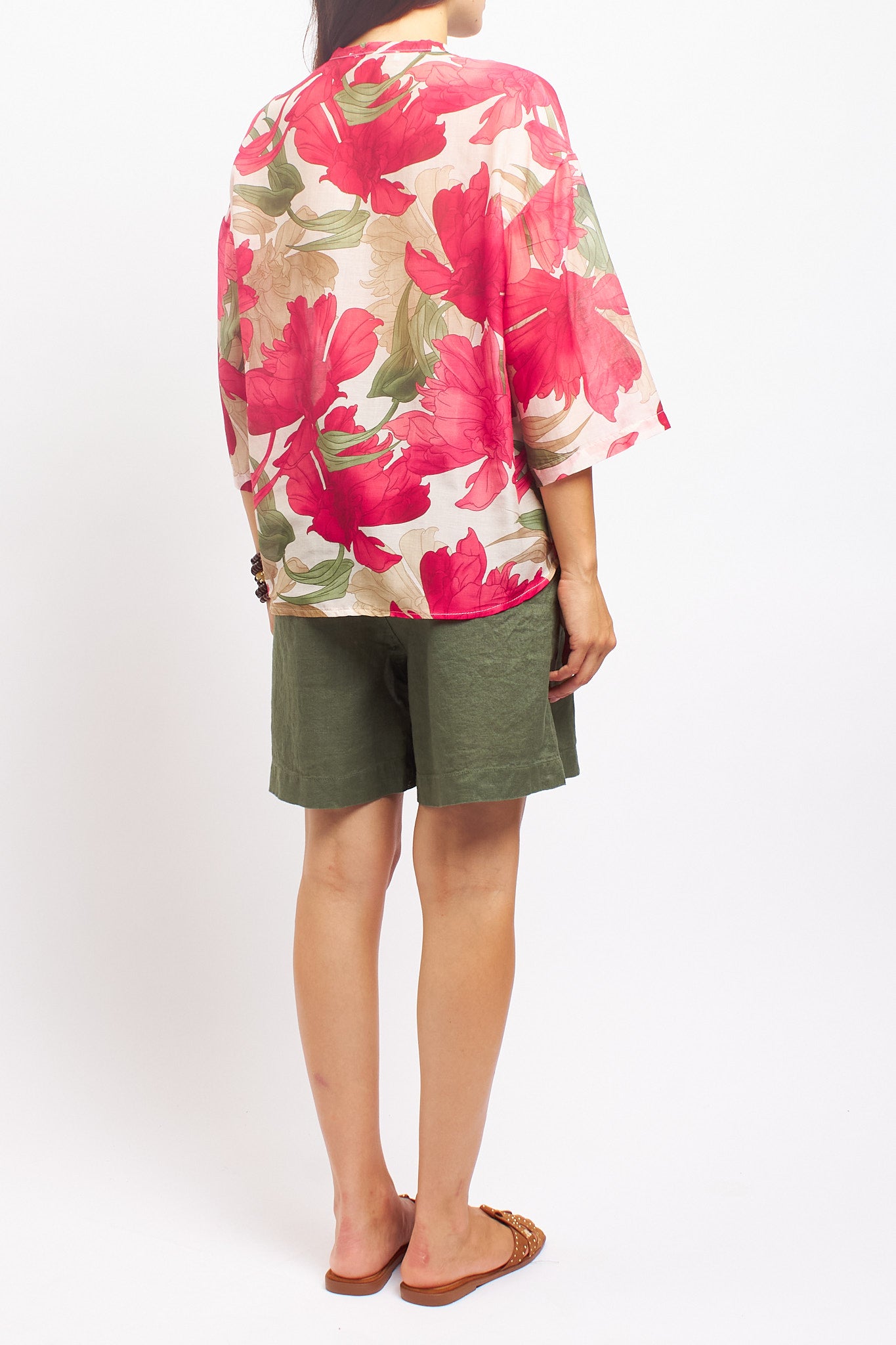 Camicia con collo alla coreana e fiocco