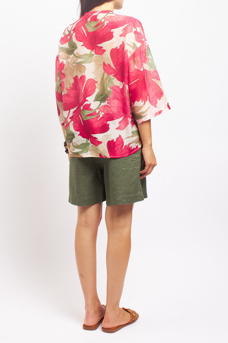 Camicia con collo alla coreana e fiocco
