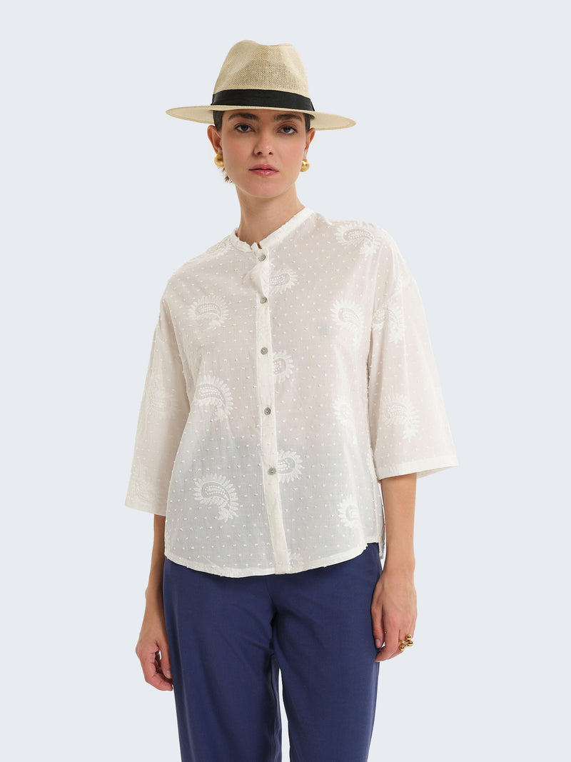 Camicia in cotone plumetis