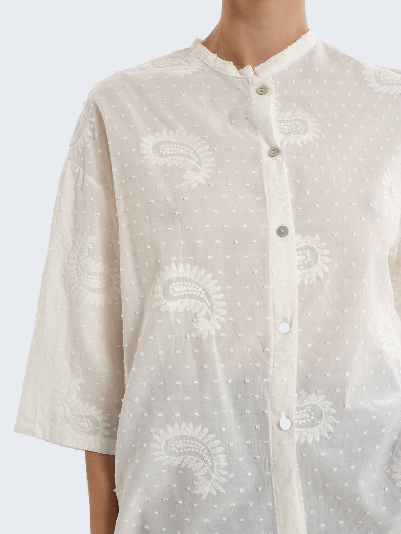 Camicia in cotone plumetis