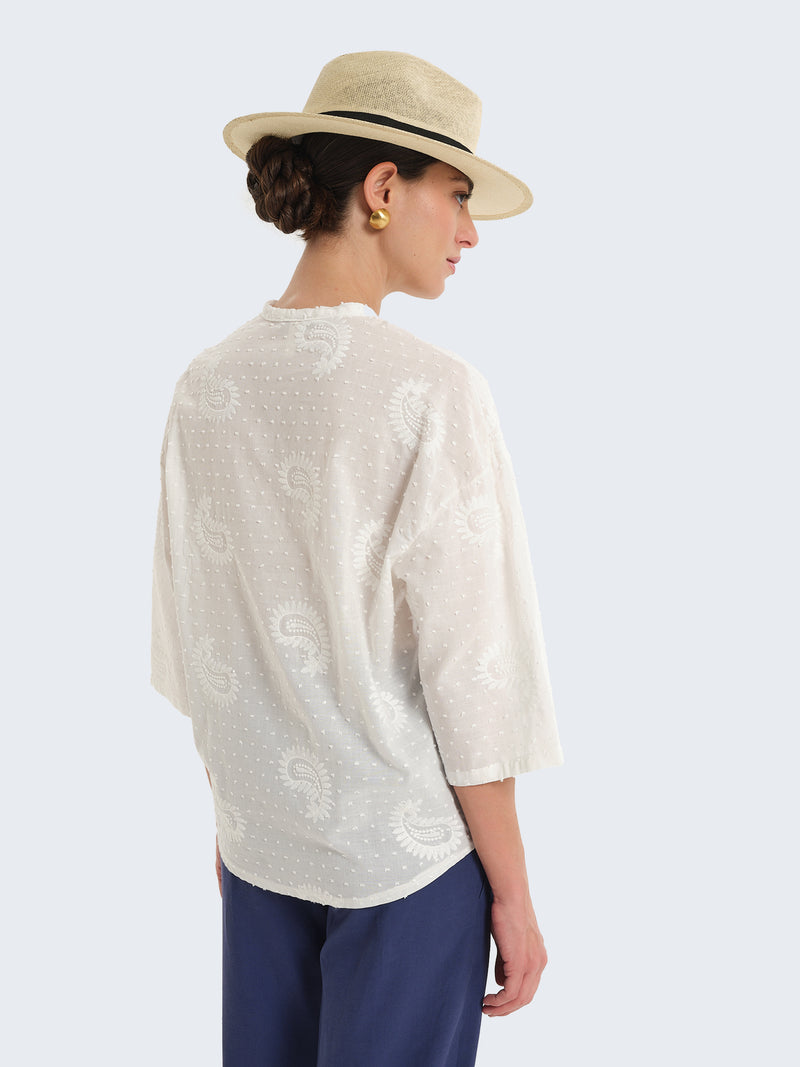 Camicia in cotone plumetis