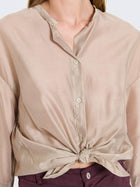 Short-sleeved organza shirt