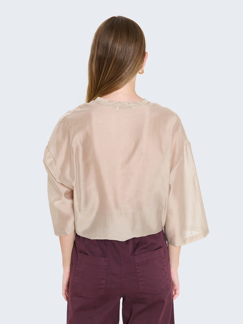 Short-sleeved organza shirt