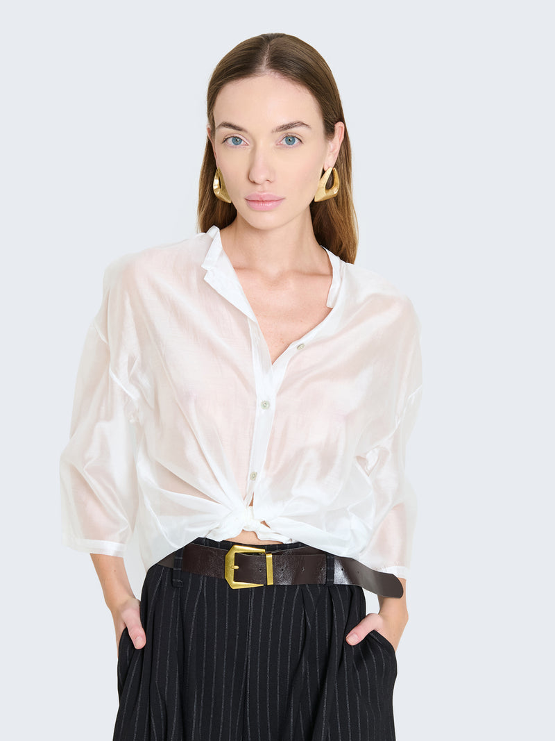 Short-sleeved organza shirt
