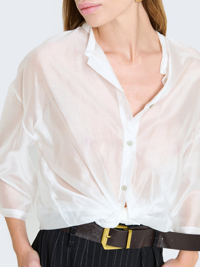 Short-sleeved organza shirt