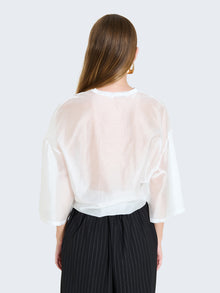 Short-sleeved organza shirt