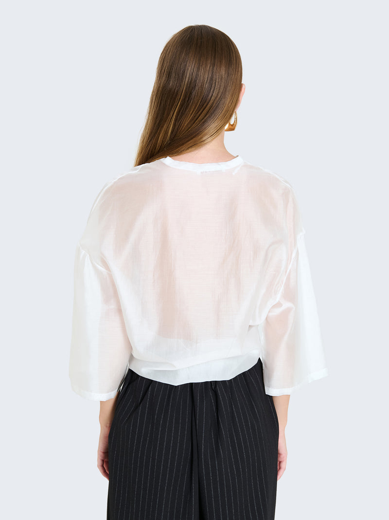 Short-sleeved organza shirt
