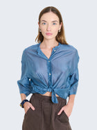 Short-sleeved organza shirt