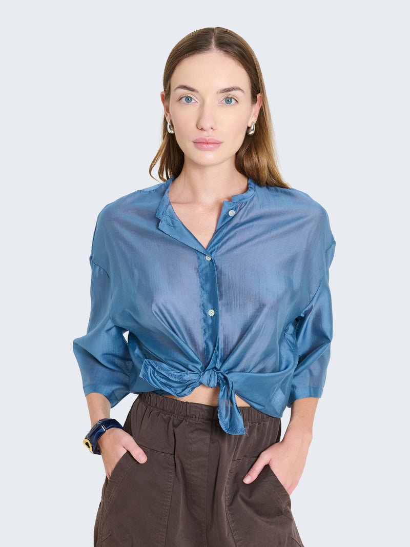 Short-sleeved organza shirt