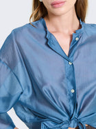 Short-sleeved organza shirt