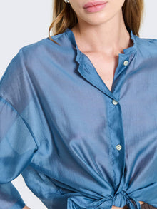 Short-sleeved organza shirt