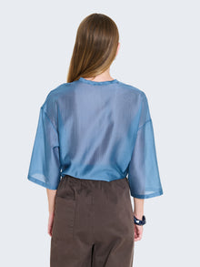 Short-sleeved organza shirt