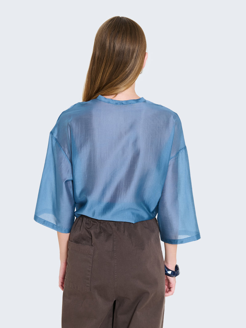 Short-sleeved organza shirt