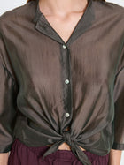 Short-sleeved organza shirt