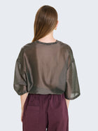 Short-sleeved organza shirt