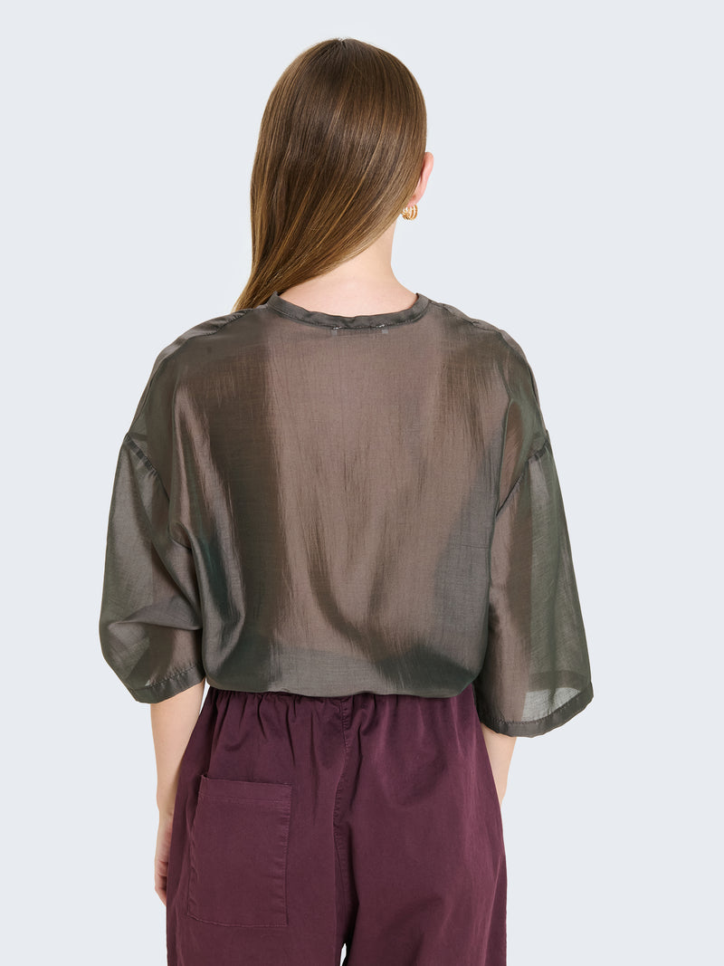 Short-sleeved organza shirt