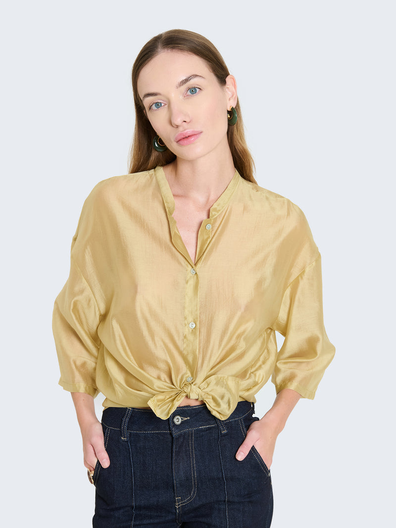 Short-sleeved organza shirt