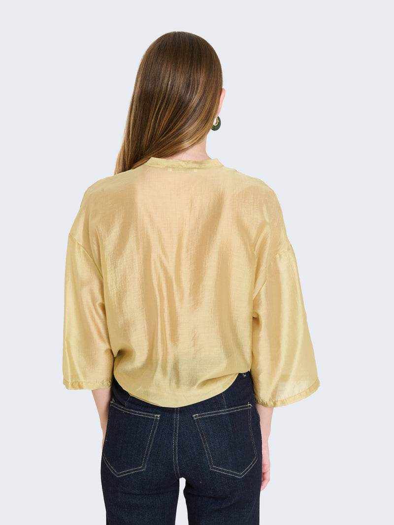 Short-sleeved organza shirt