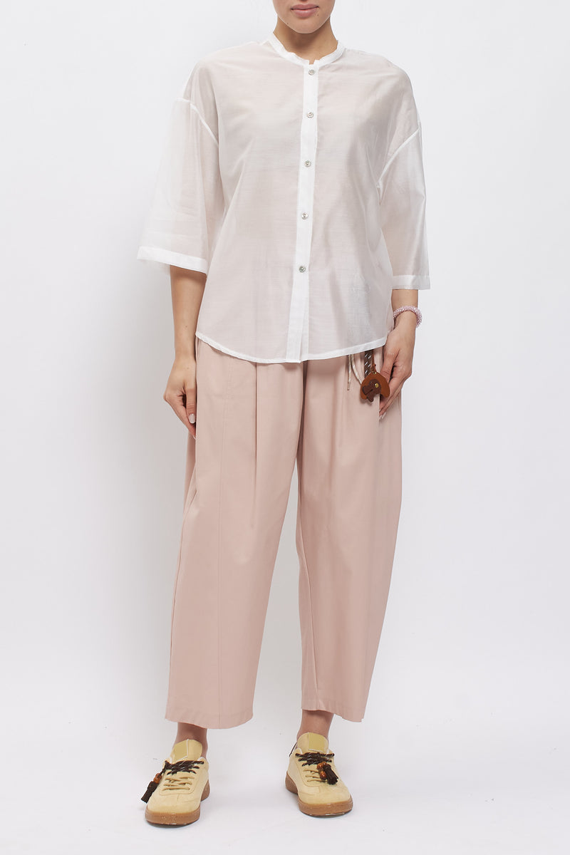 Camicia con fiocco e collo alla coreana