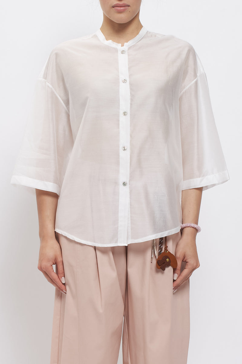 Camicia con fiocco e collo alla coreana