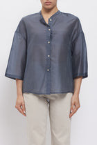 Camicia con fiocco e collo alla coreana