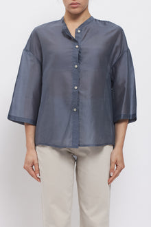 Camicia con fiocco e collo alla coreana