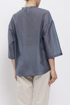 Camicia con fiocco e collo alla coreana
