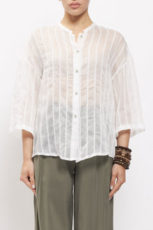 Camicia a righe con collo alla coreana
