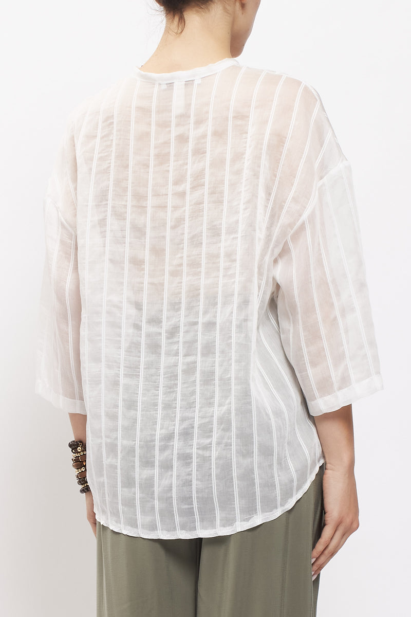 Camicia a righe con collo alla coreana
