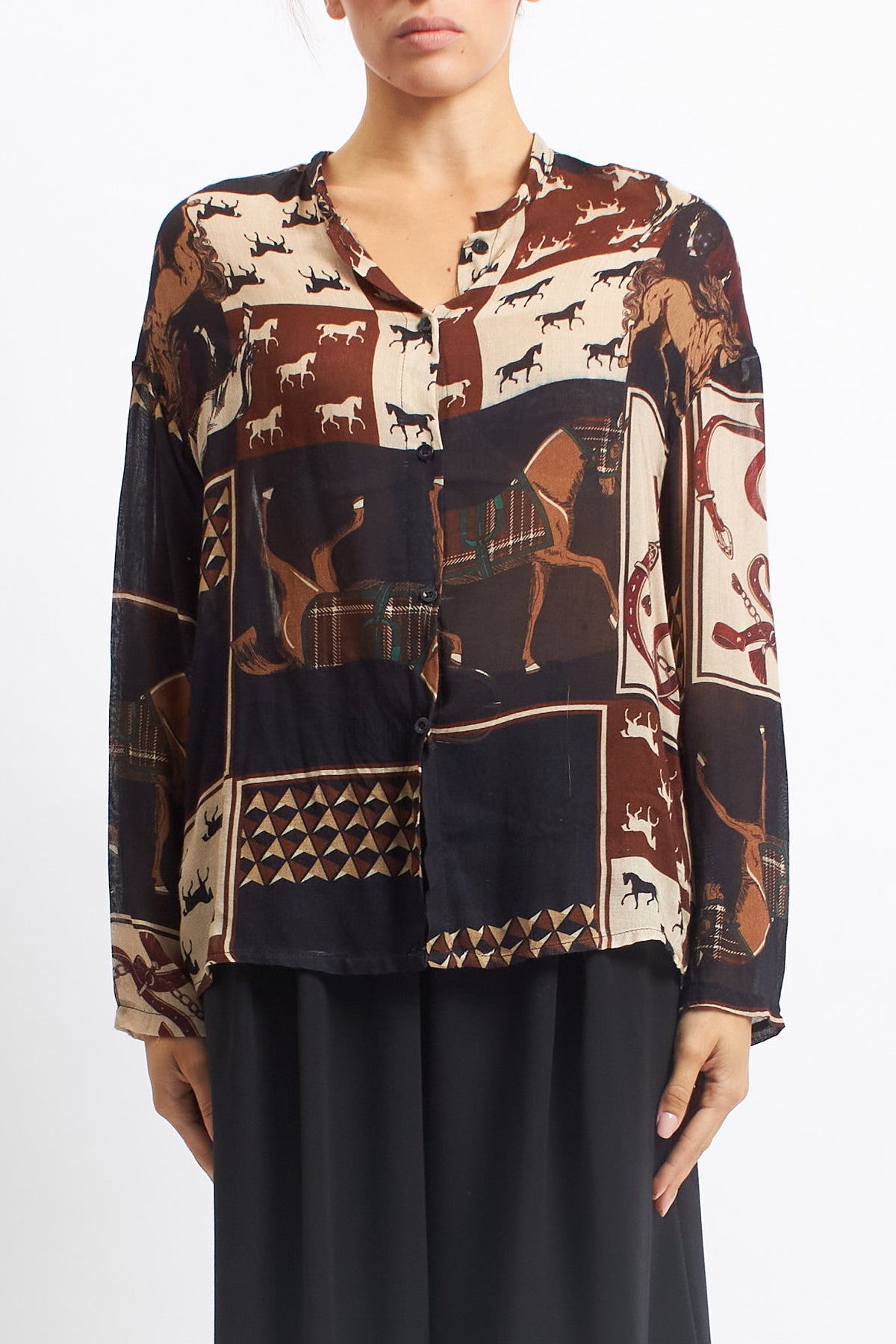 Camicia in lana con fiocco