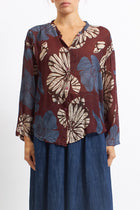 Camicia in lana con fantasia floreale