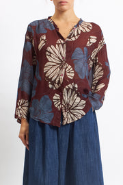 Camicia in lana con fantasia floreale