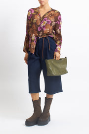 Camicia in lana con fantasia floreale