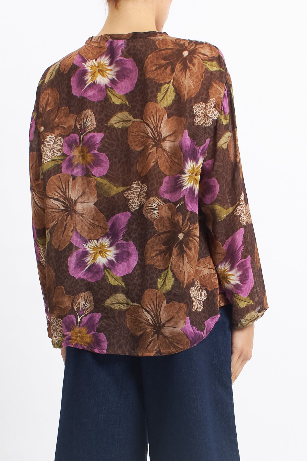 Camicia in lana con fantasia floreale