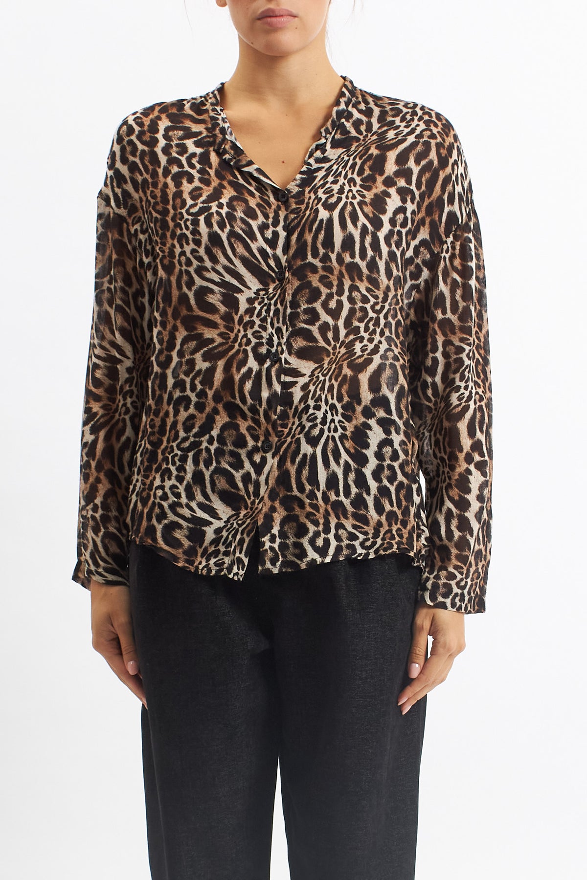 Camicia in lana con fiocco
