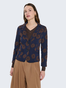 Blazer in jaquard con fantasia floreale