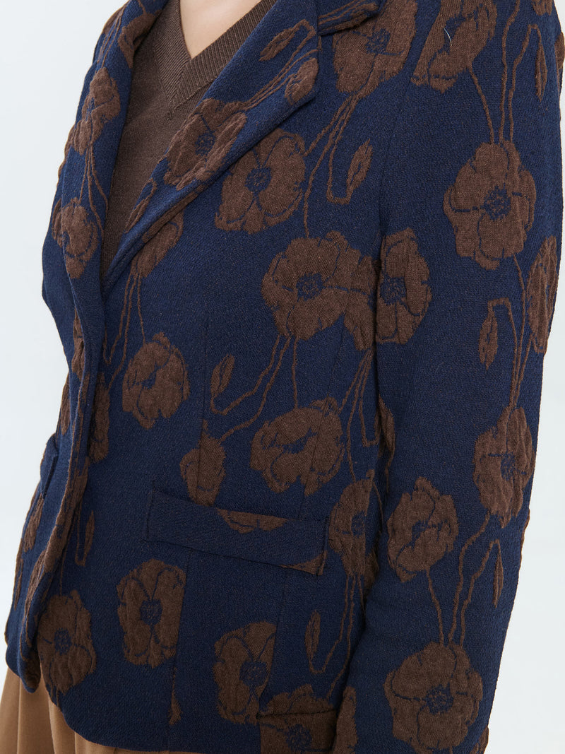 Blazer in jaquard con fantasia floreale