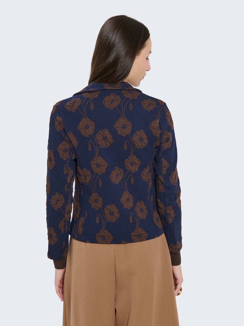 Blazer in jaquard con fantasia floreale
