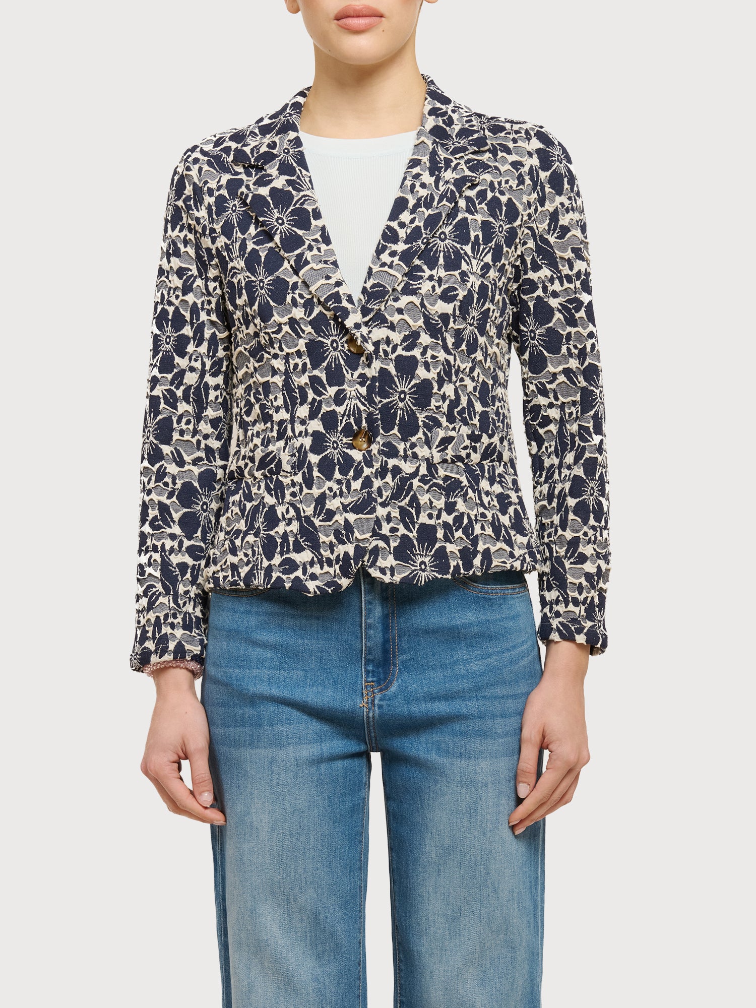 Giacca jacquard floreale