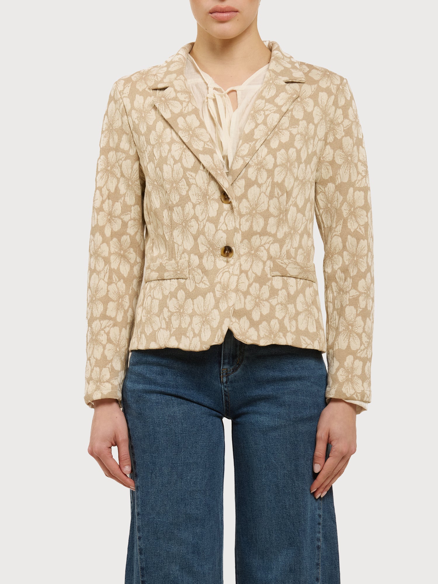 Giacca jacquard floreale