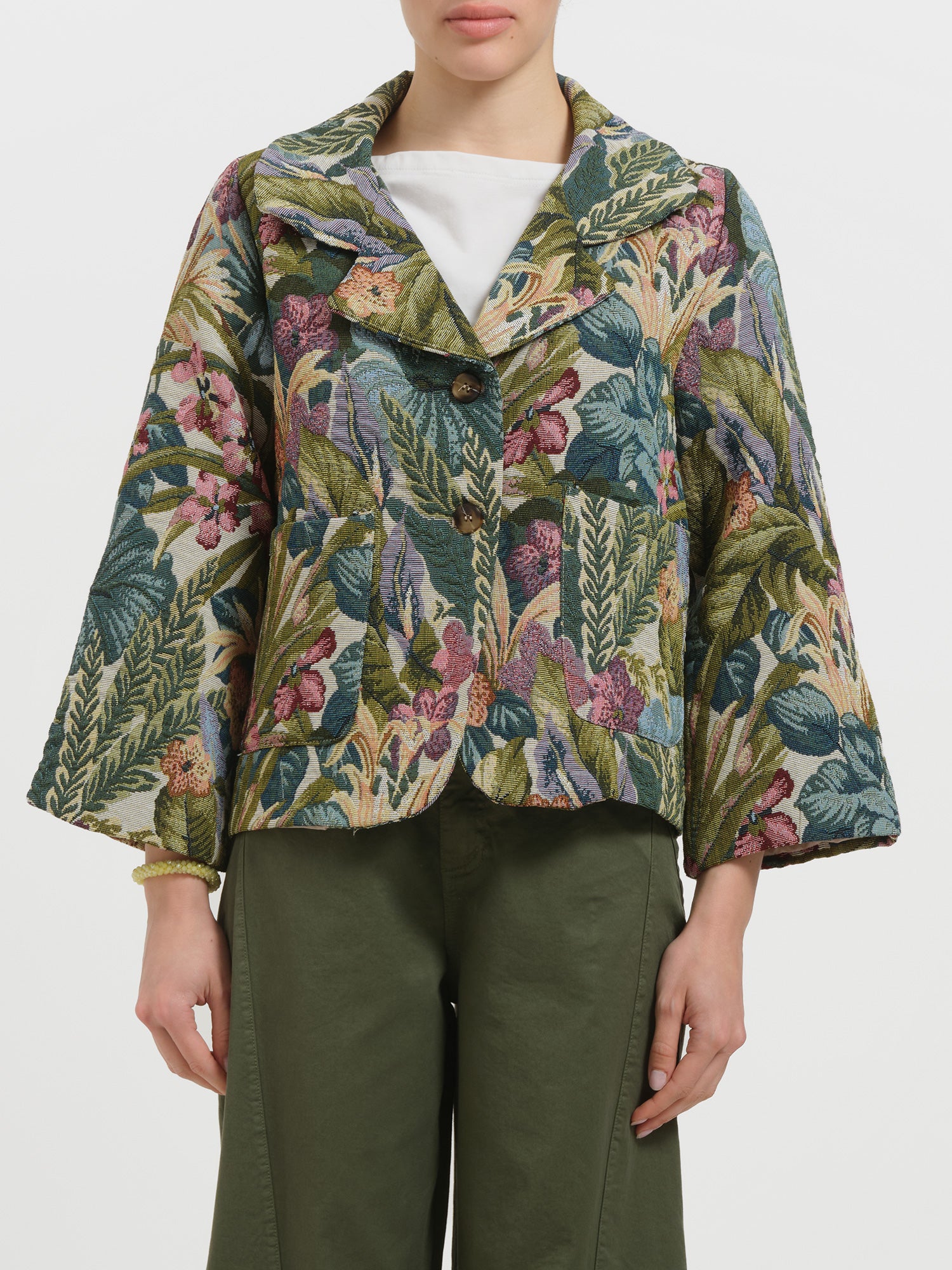 Giacca jacquard floreale oversize