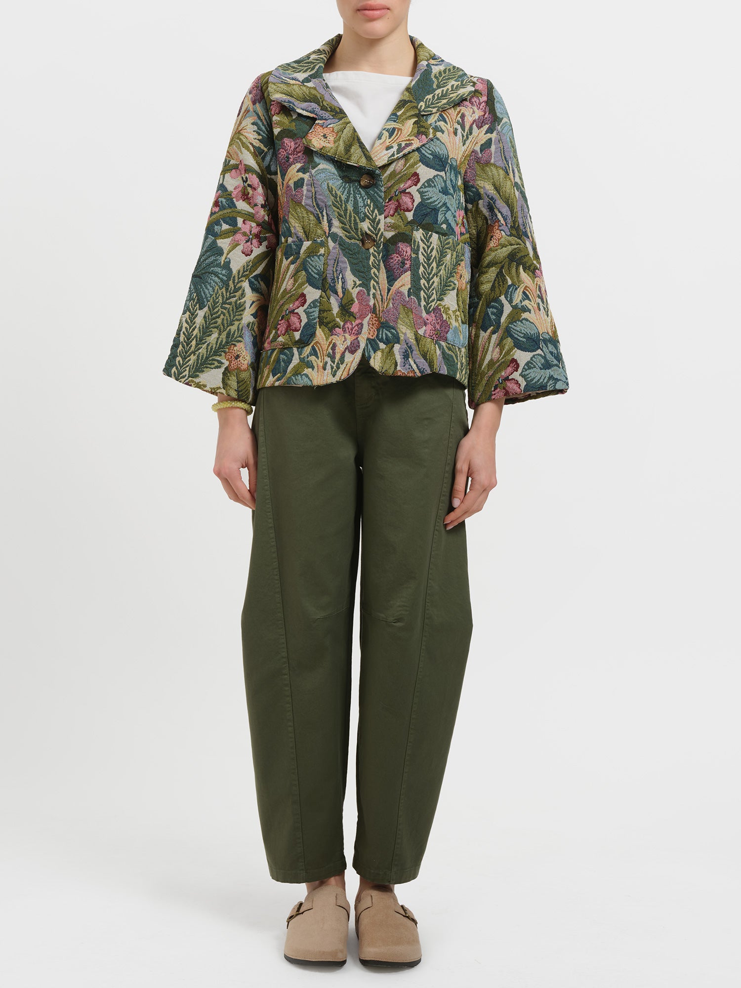 Giacca jacquard floreale oversize