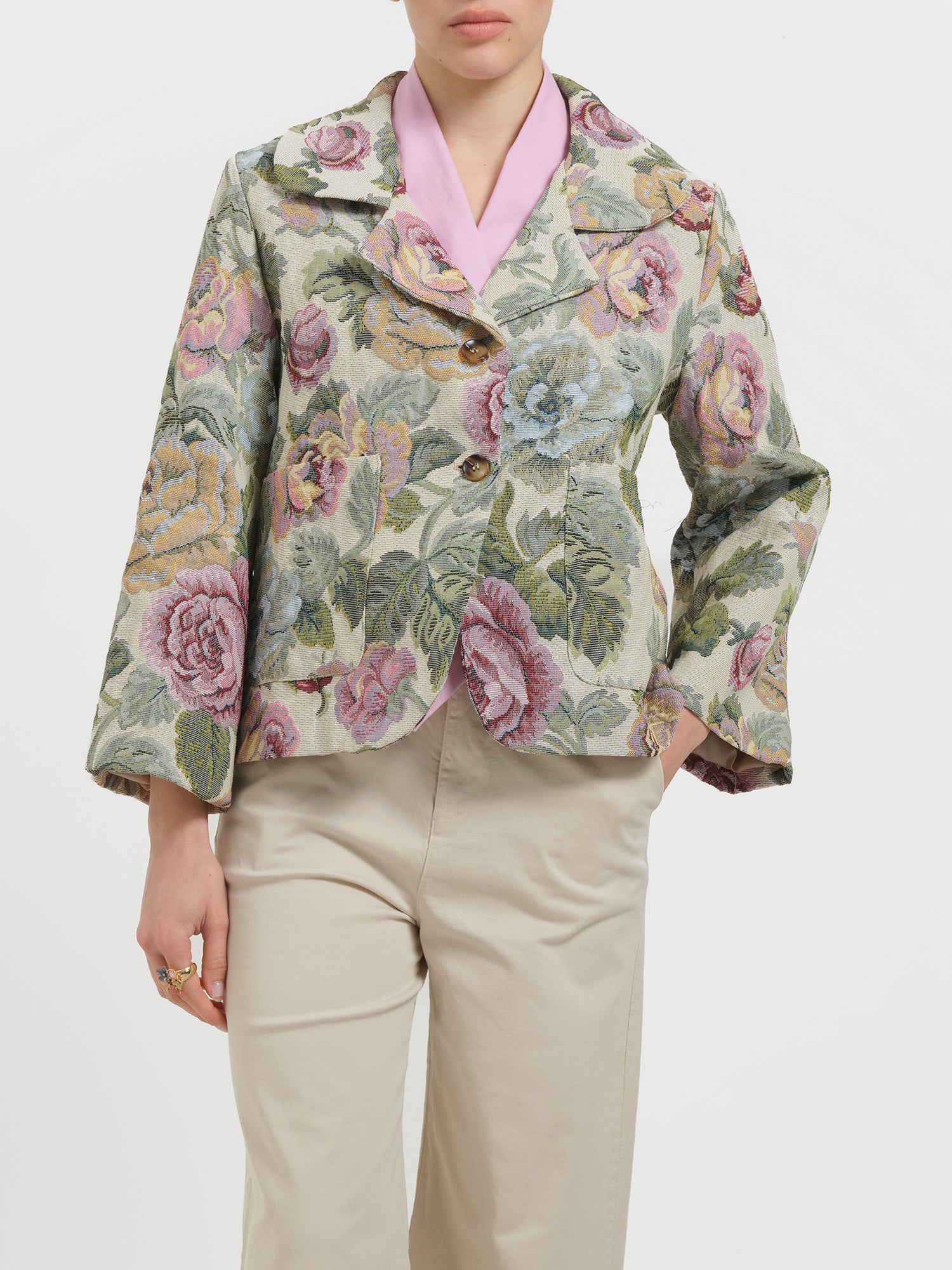 Giacca jacquard floreale oversize