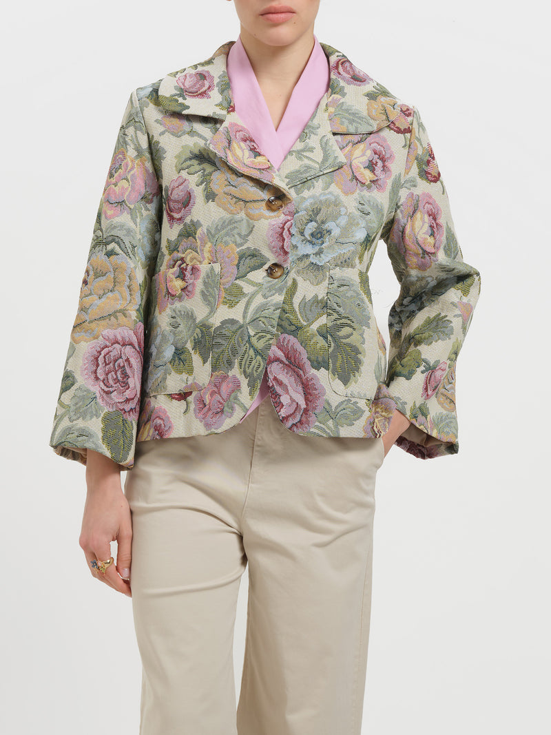 Giacca jacquard floreale oversize