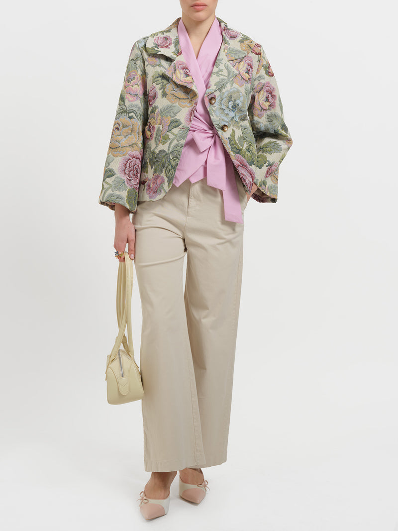 Giacca jacquard floreale oversize