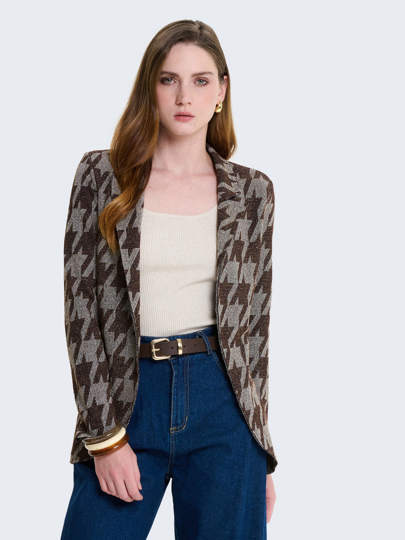 Blazer in lurex con fantasia geometrica