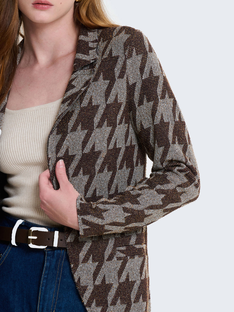 Blazer in lurex con fantasia geometrica