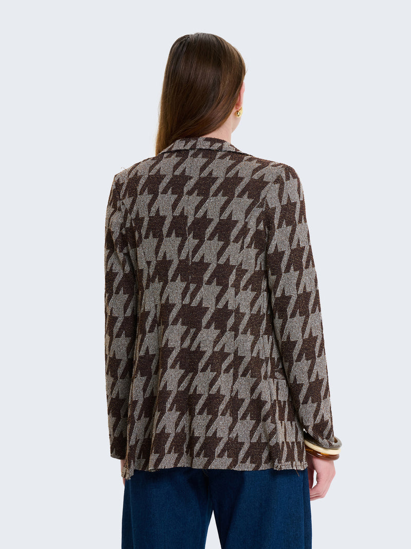 Blazer in lurex con fantasia geometrica