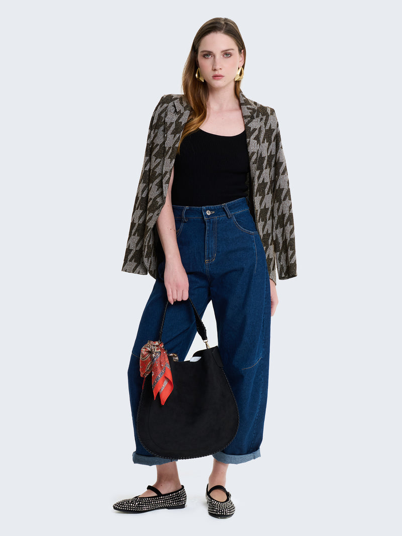 Blazer in lurex con fantasia geometrica
