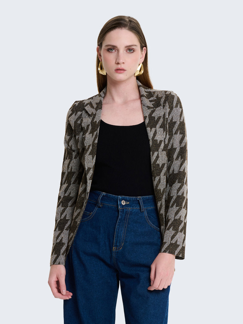 Blazer in lurex con fantasia geometrica